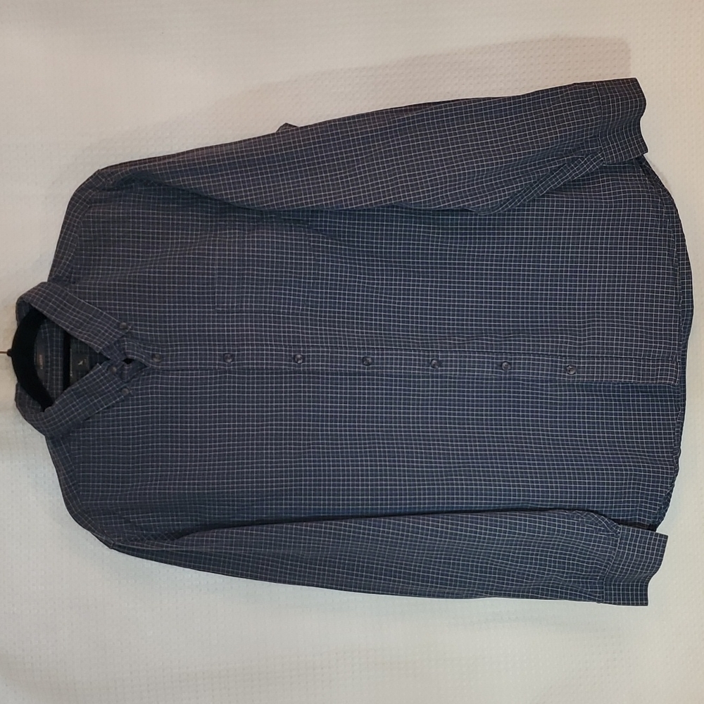 Eddie Bauer Relaxed Fit, LT, Blue with blue and tan small plaid